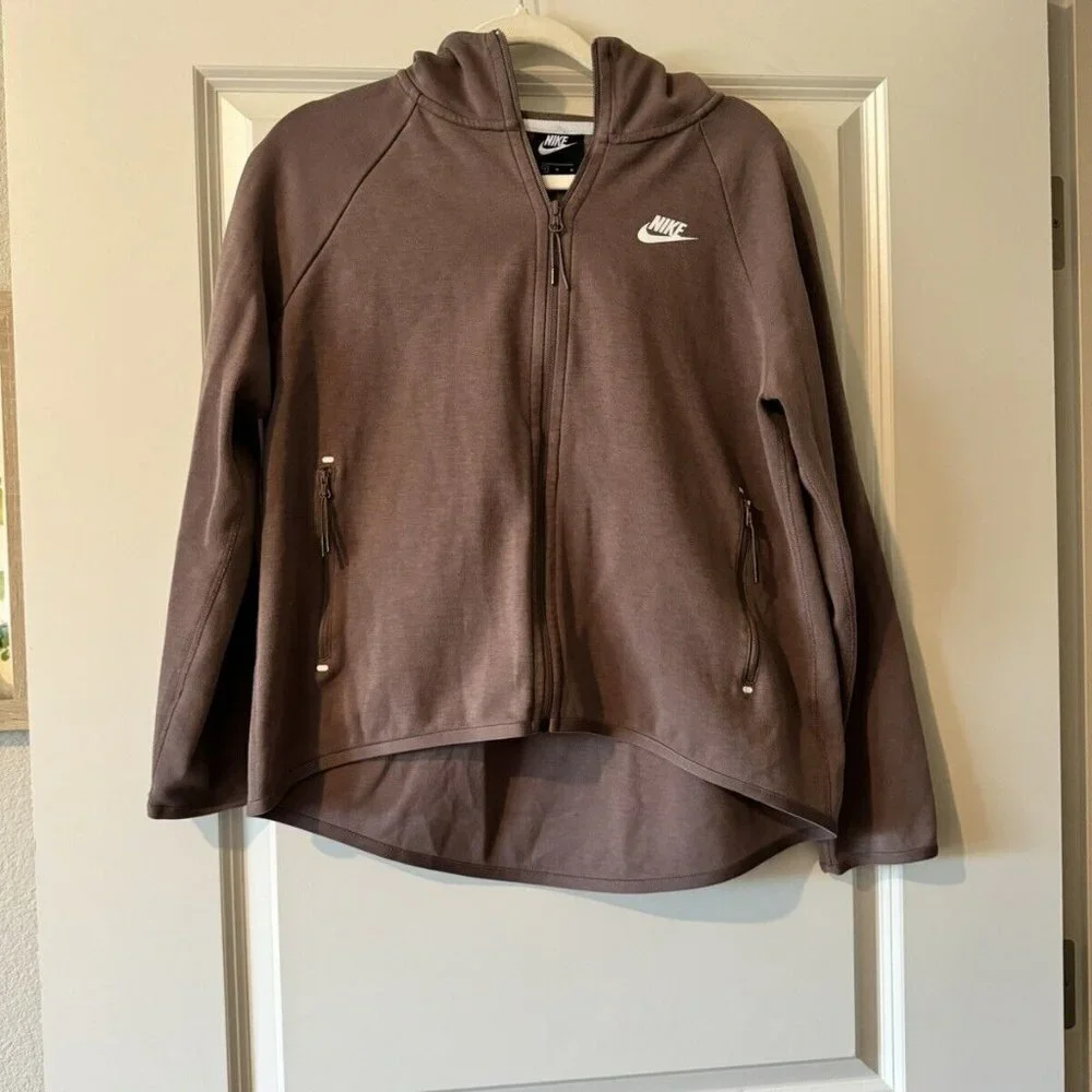 Nike Women's Tech Fleece Cape Full Zip Sweatshirt Brown/Purple Medium EUC